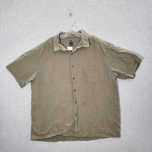REI Other - Rei Men Button Up Shirt XL Brown Striped Pockets Short Sleeve Collar